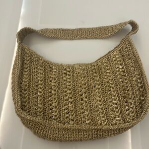 Gold Zara woven handbag